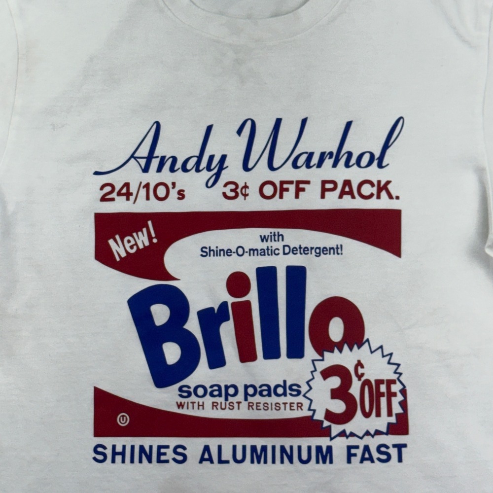 Uniqlo Andy Warhol Brillo T-Shirt Mens L White Graphic Pop Art Tee 341-448176